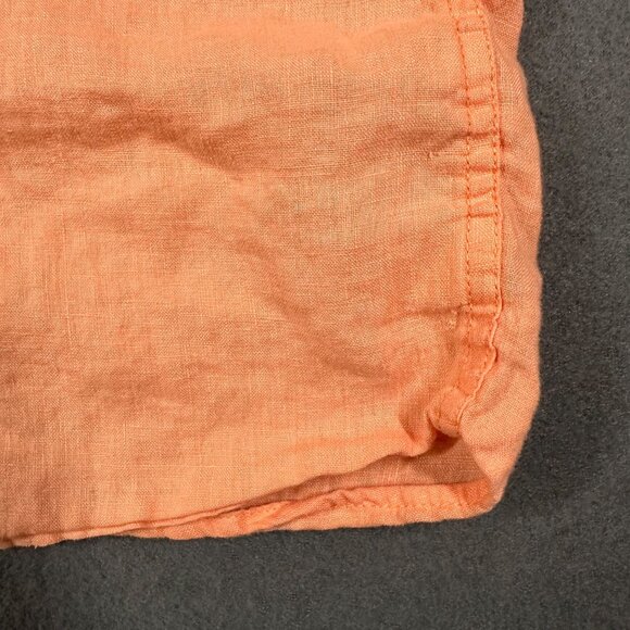 Islander Mens Large Orange Peach Short Sleeve Button Up Linen Shirt Pockets - Picture 8 of 11